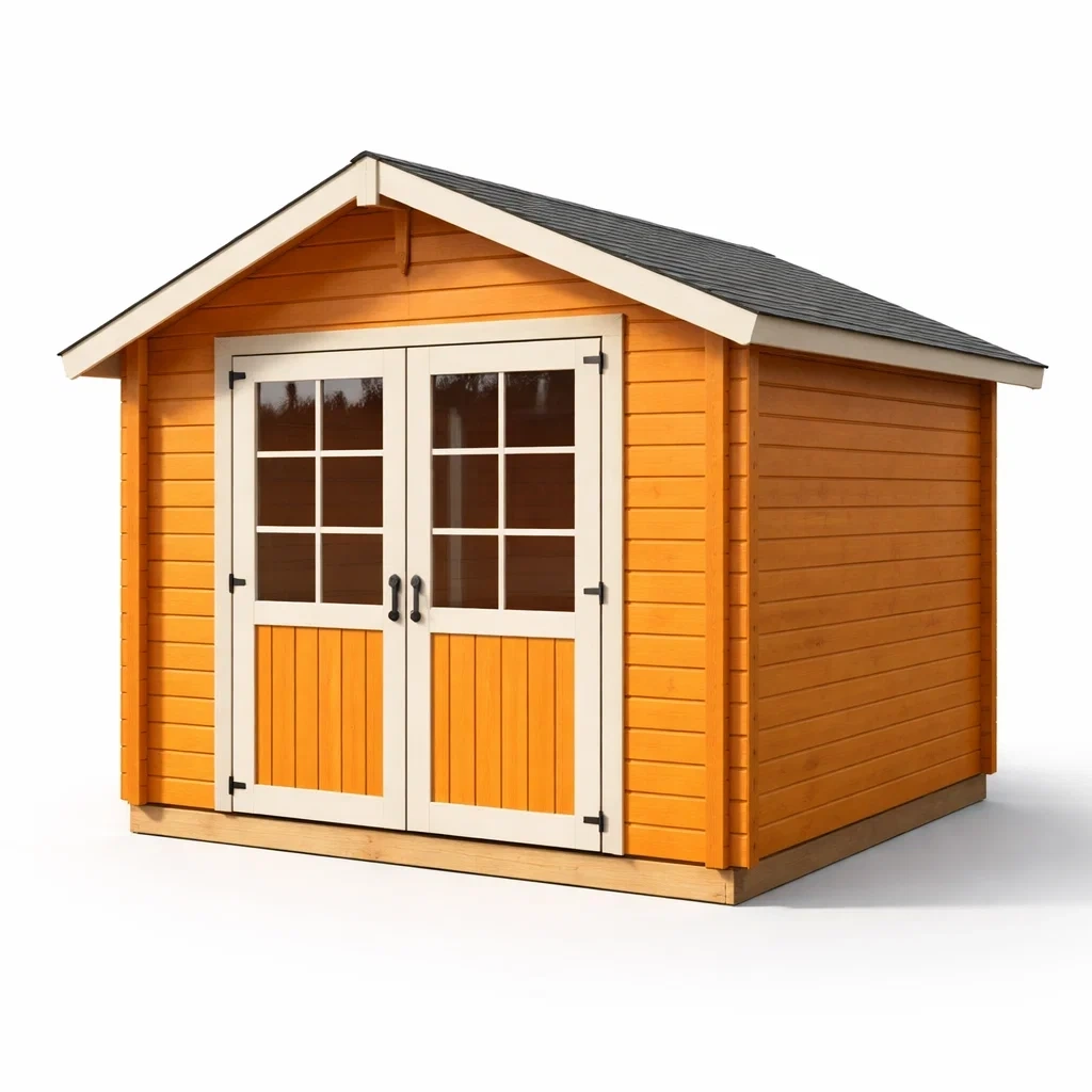 Abri de jardin en bois de pin avec portes vitrées 250x250 cm-homeurbania