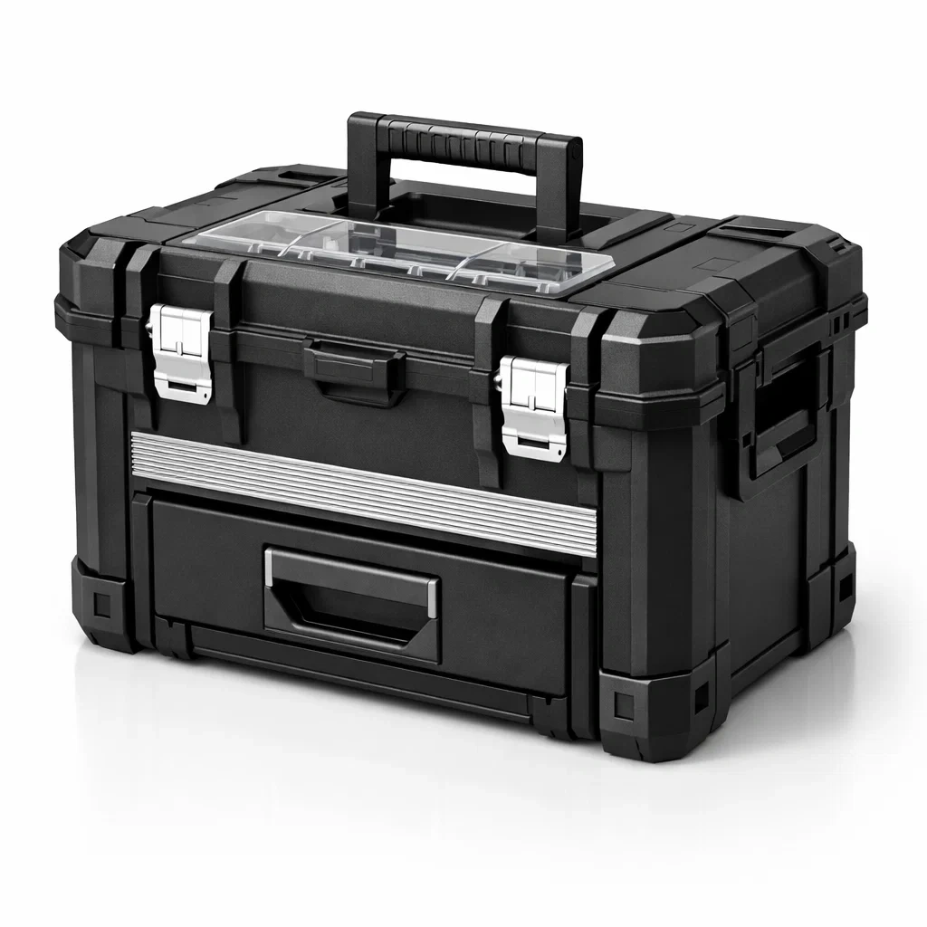 Boîte à outils en plastique et métal noire 45x25x30 cm-homeurbania