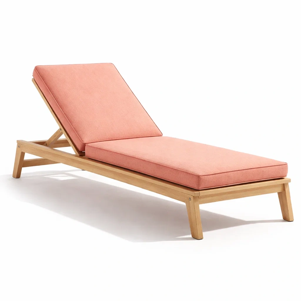 Chaise longue en bois avec coussin rose-homeurbania