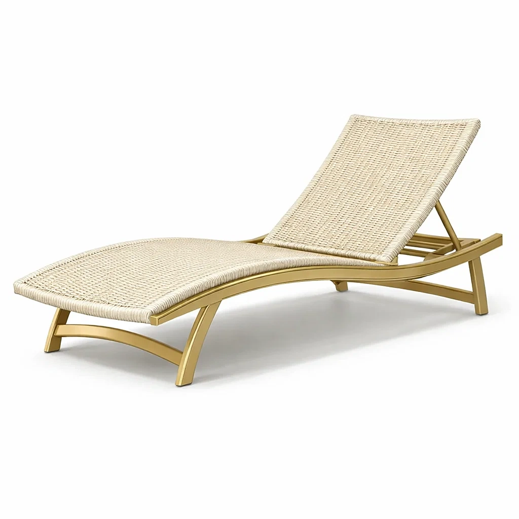 Chaise longue en aluminium et rotin synthétique réglable beige-homeurbania