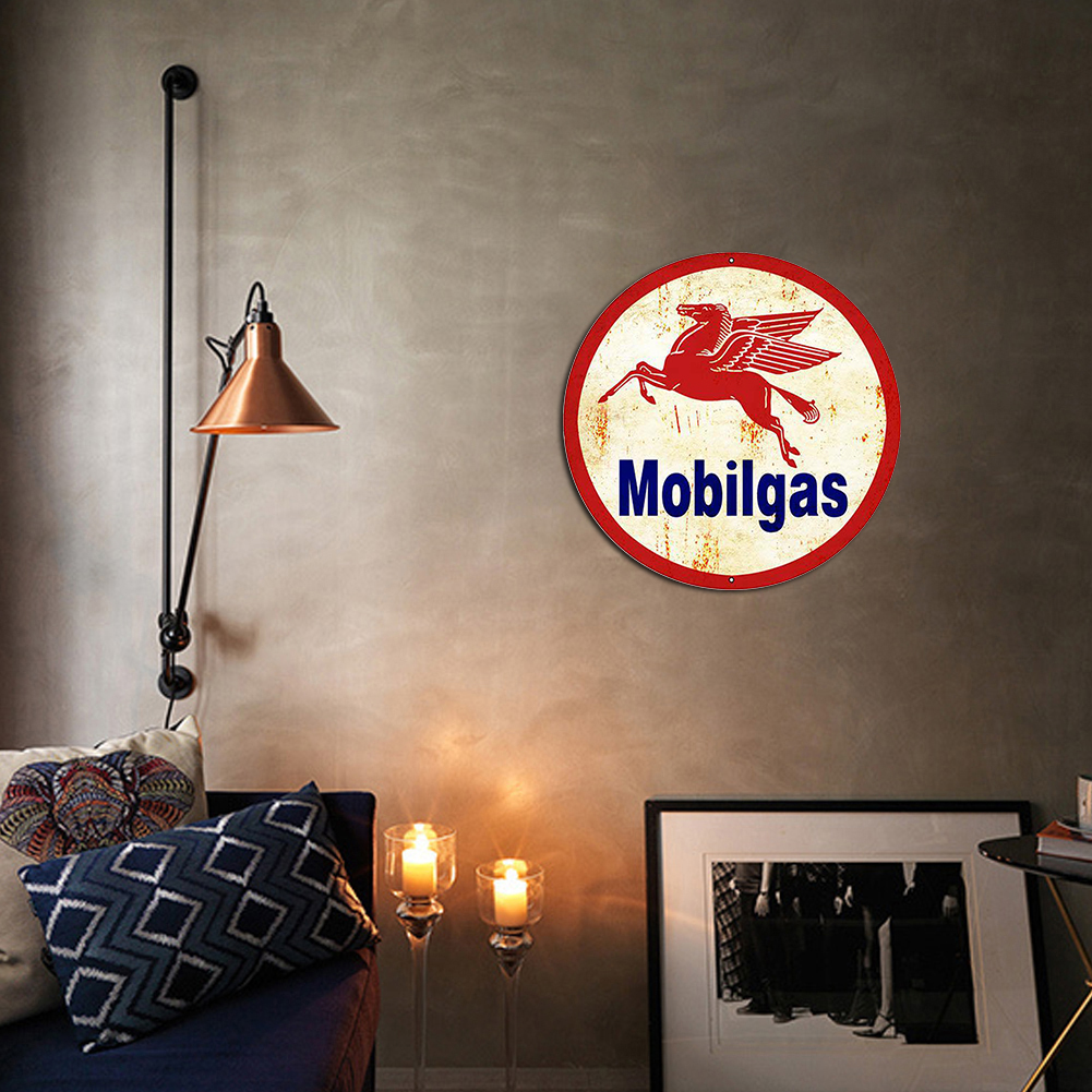 Mobilgas Gas Station - Round Metal Tin Signs(12*12Inch)