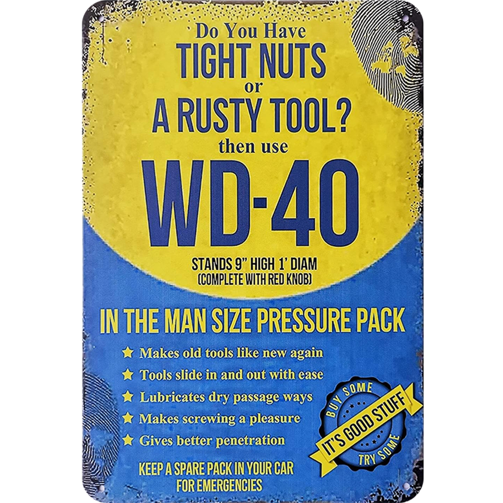 Wd 40 Solvent - Metal Tin Signs(8*12Inch/12*16Inch) - Garage