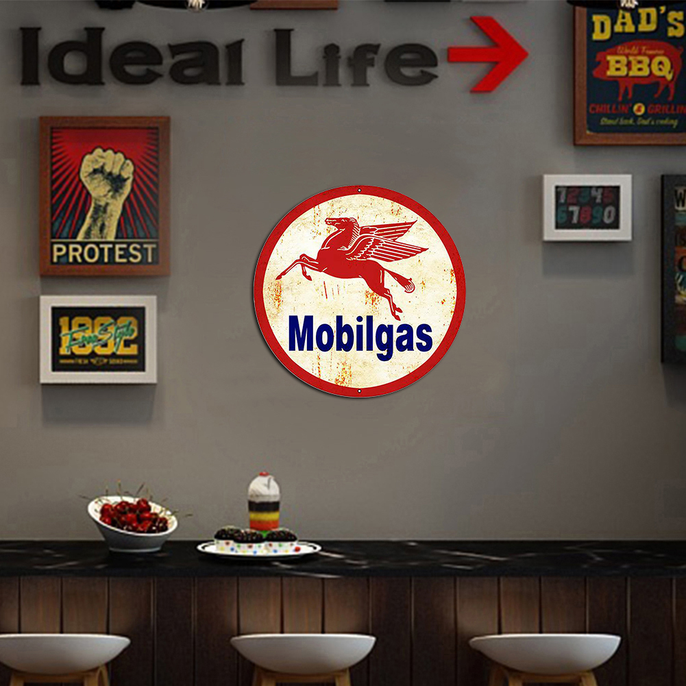 Mobilgas Gas Station - Round Metal Tin Signs(12*12Inch)