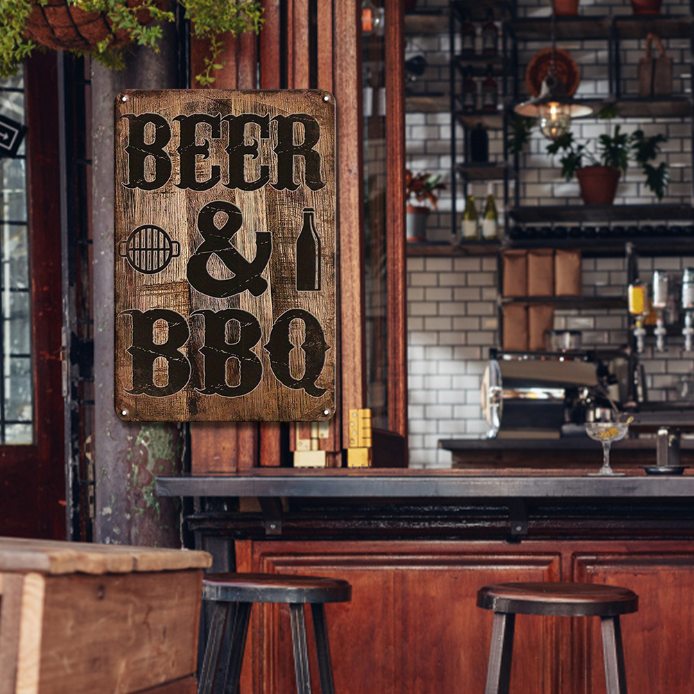 BEER & BBQ - Metal Tin Signs(8*12Inch/12*16Inch) - Bar