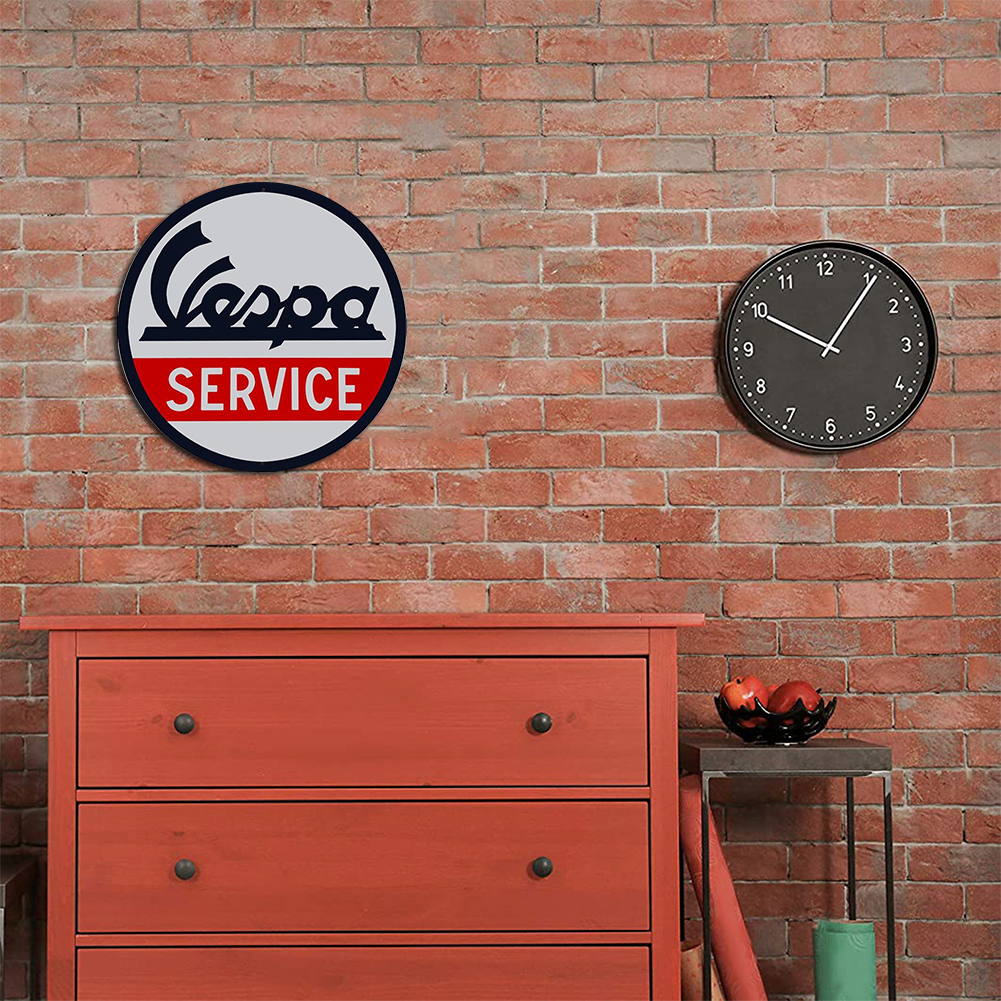 Vespa Service - Round Metal Tin Signs(12*12Inch) - Vehicle
