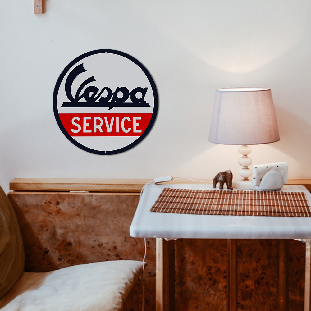 Vespa Service - Round Metal Tin Signs(12*12Inch) - Vehicle