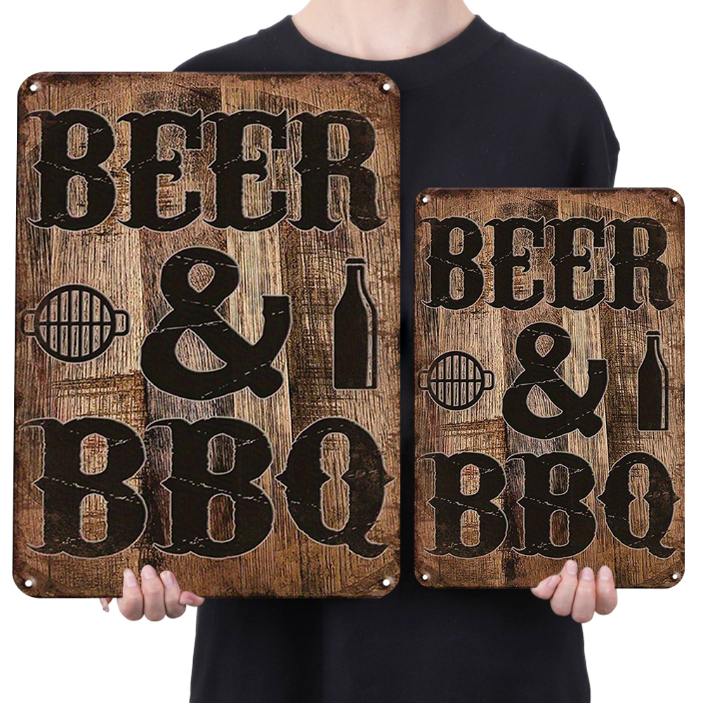BEER & BBQ - Metal Tin Signs(8*12Inch/12*16Inch) - Bar