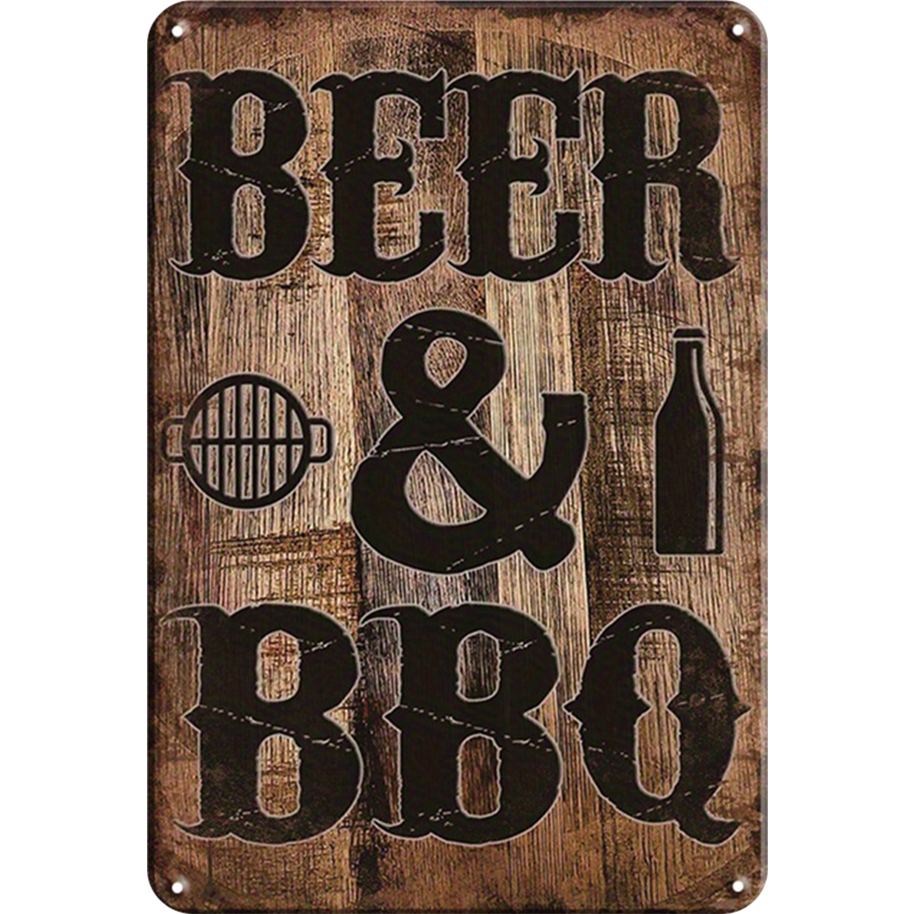 BEER & BBQ - Metal Tin Signs(8*12Inch/12*16Inch) - Bar