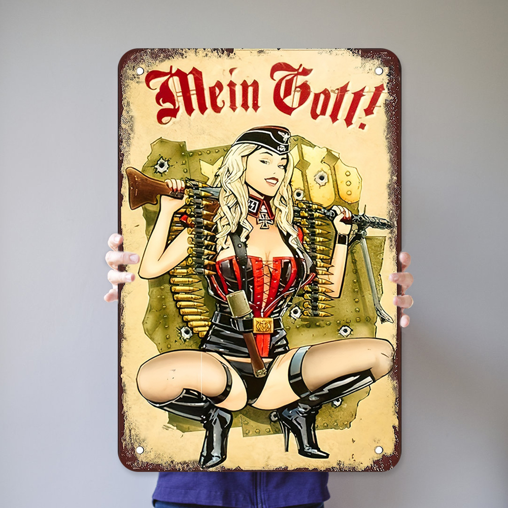 WWII German Gunner Girl - Metal Tin Signs(8*12Inch/12*16Inch)