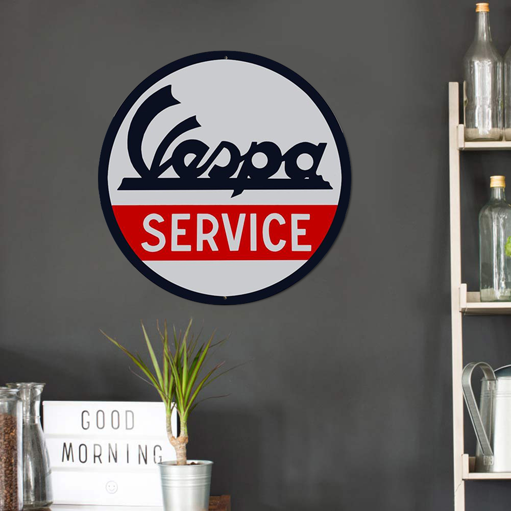 Vespa Service - Round Metal Tin Signs(12*12Inch) - Vehicle