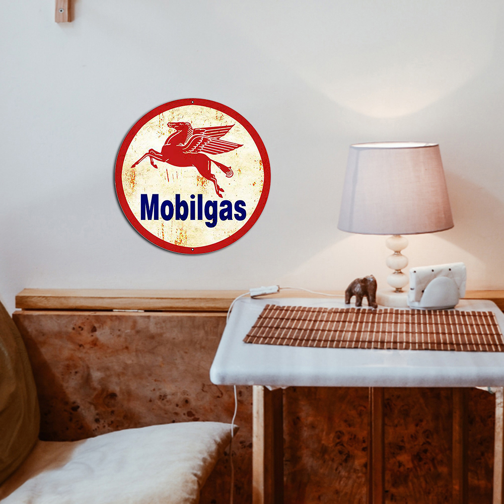 Mobilgas Gas Station - Round Metal Tin Signs(12*12Inch)