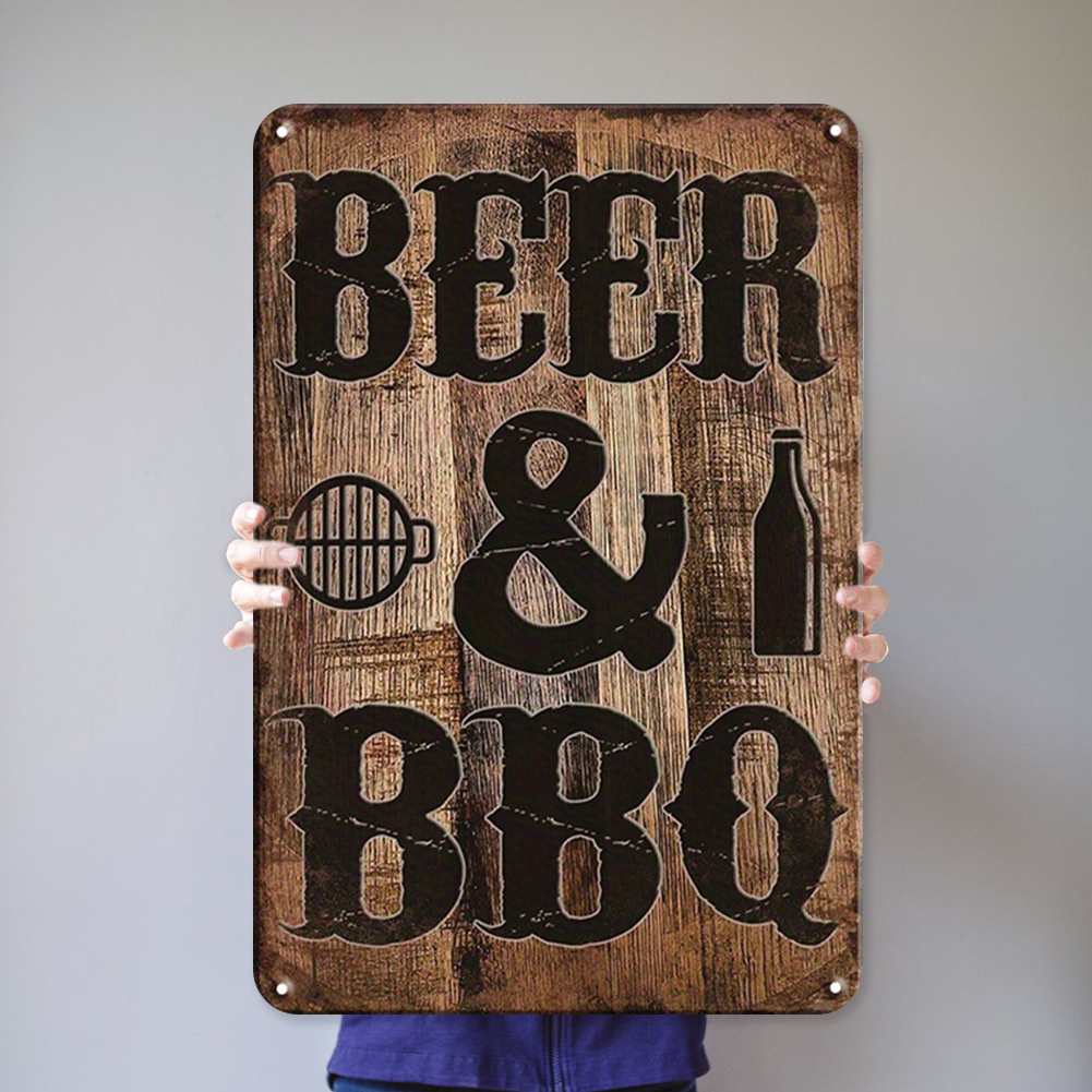 BEER & BBQ - Metal Tin Signs(8*12Inch/12*16Inch) - Bar