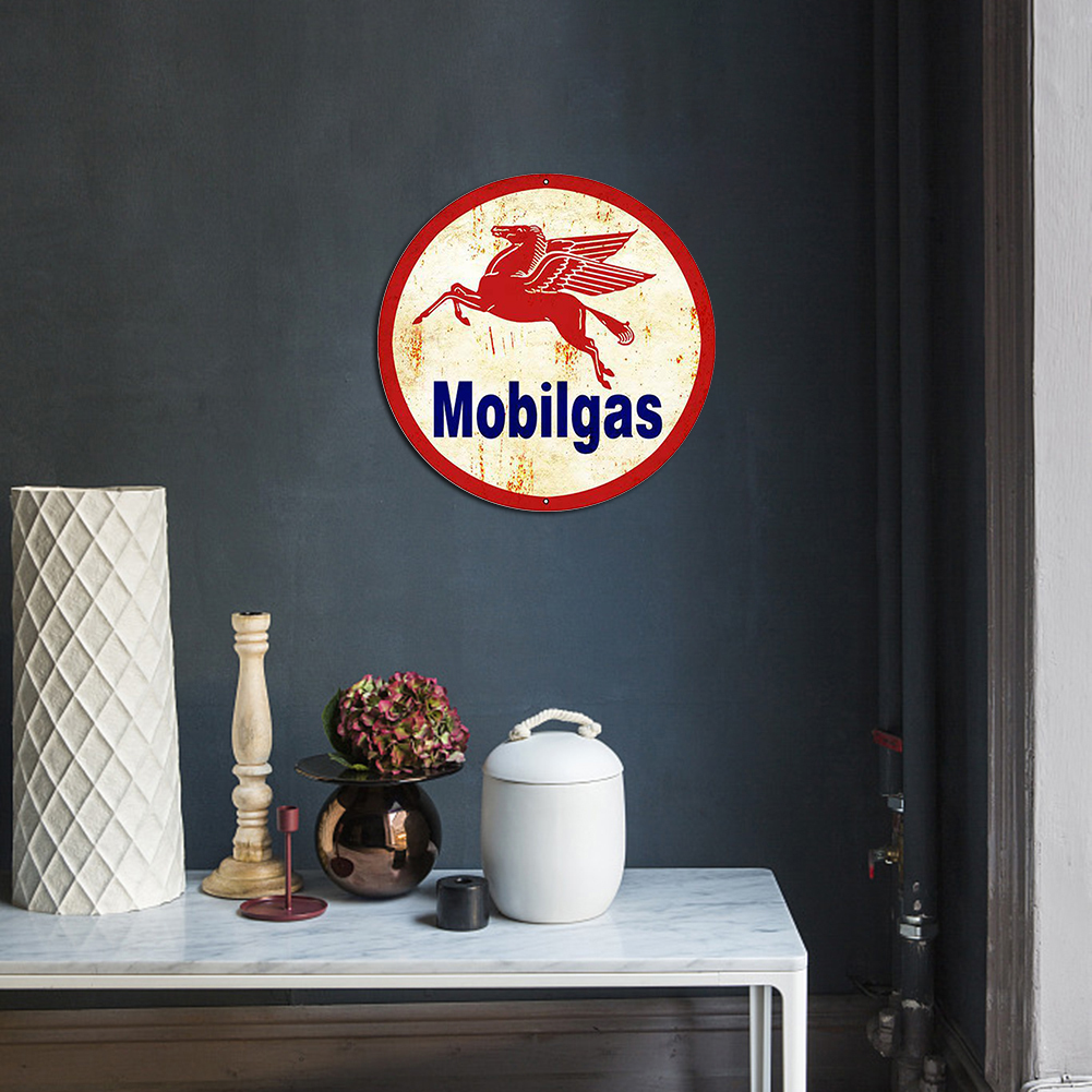 Mobilgas Gas Station - Round Metal Tin Signs(12*12Inch)