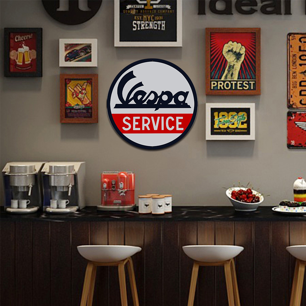 Vespa Service - Round Metal Tin Signs(12*12Inch) - Vehicle