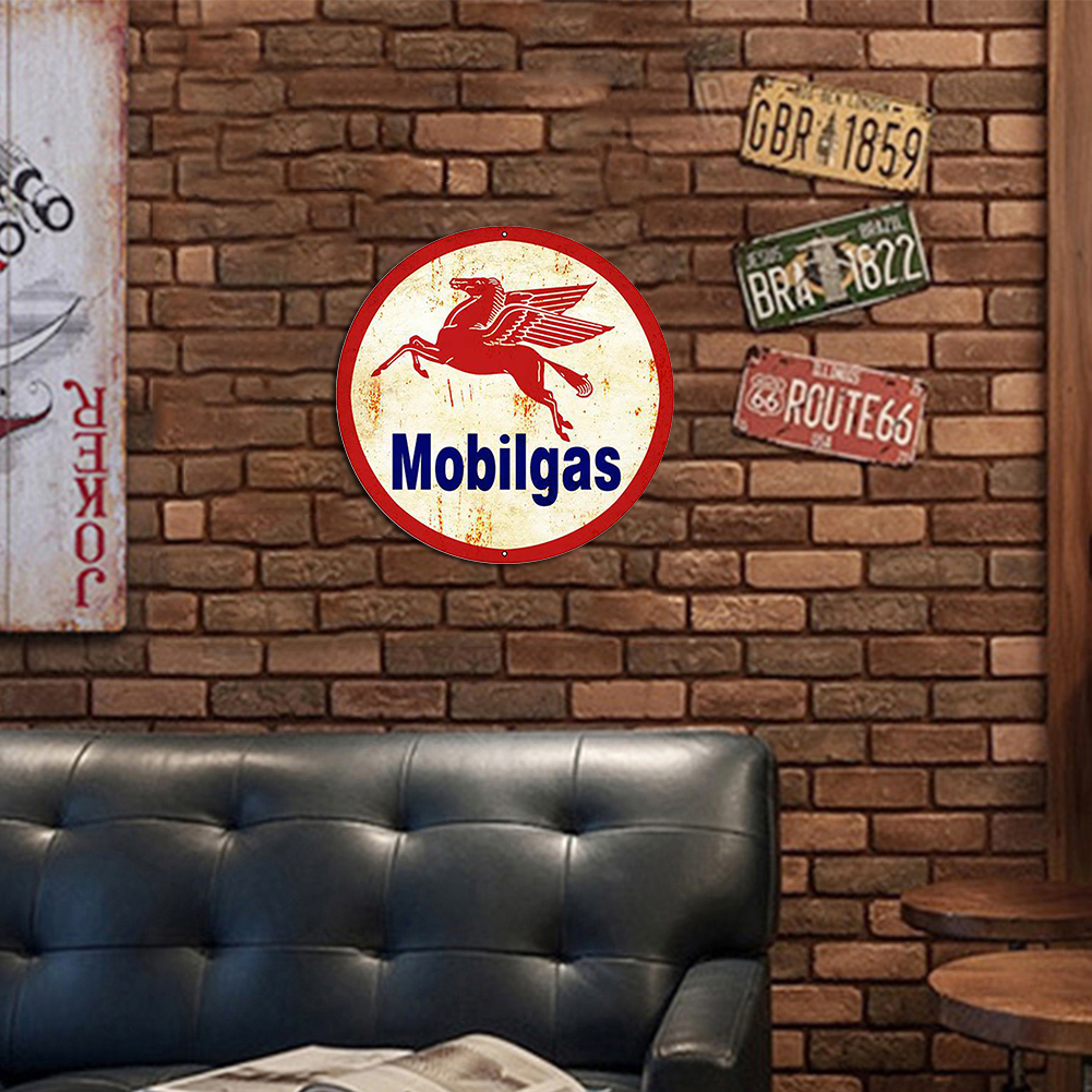Mobilgas Gas Station - Round Metal Tin Signs(12*12Inch)