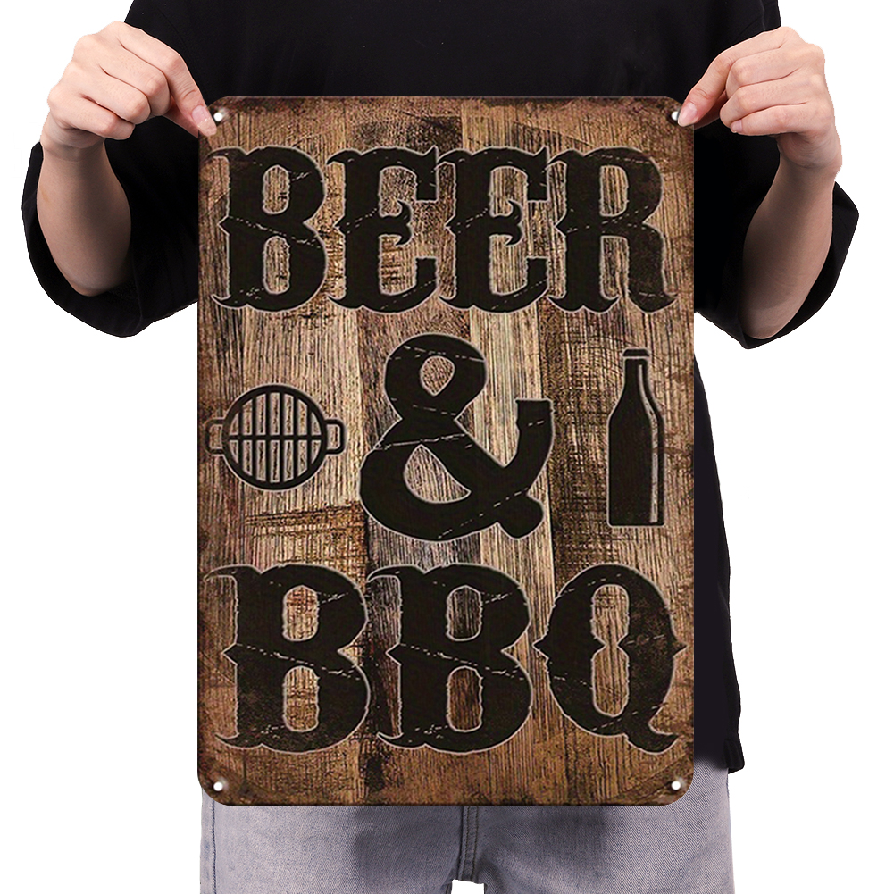 BEER & BBQ - Metal Tin Signs(8*12Inch/12*16Inch) - Bar