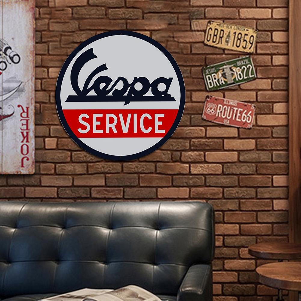 Vespa Service - Round Metal Tin Signs(12*12Inch) - Vehicle