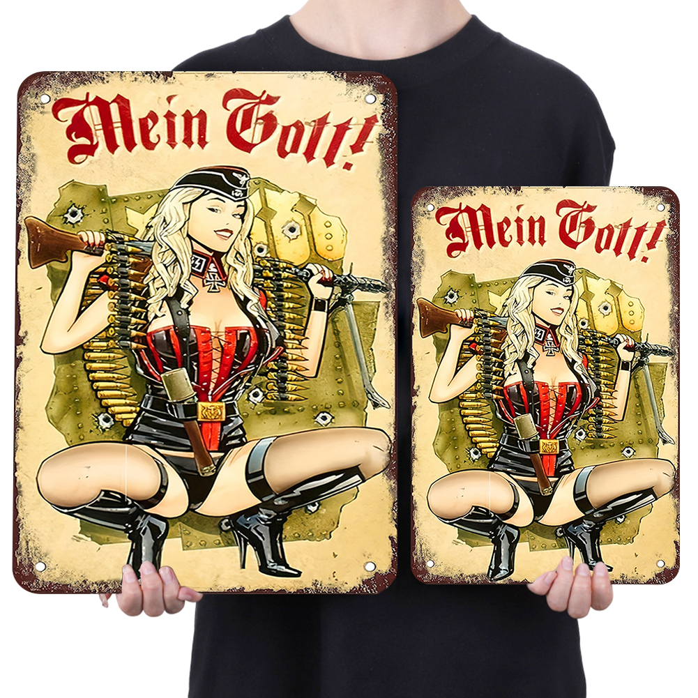 WWII German Gunner Girl - Metal Tin Signs(8*12Inch/12*16Inch)