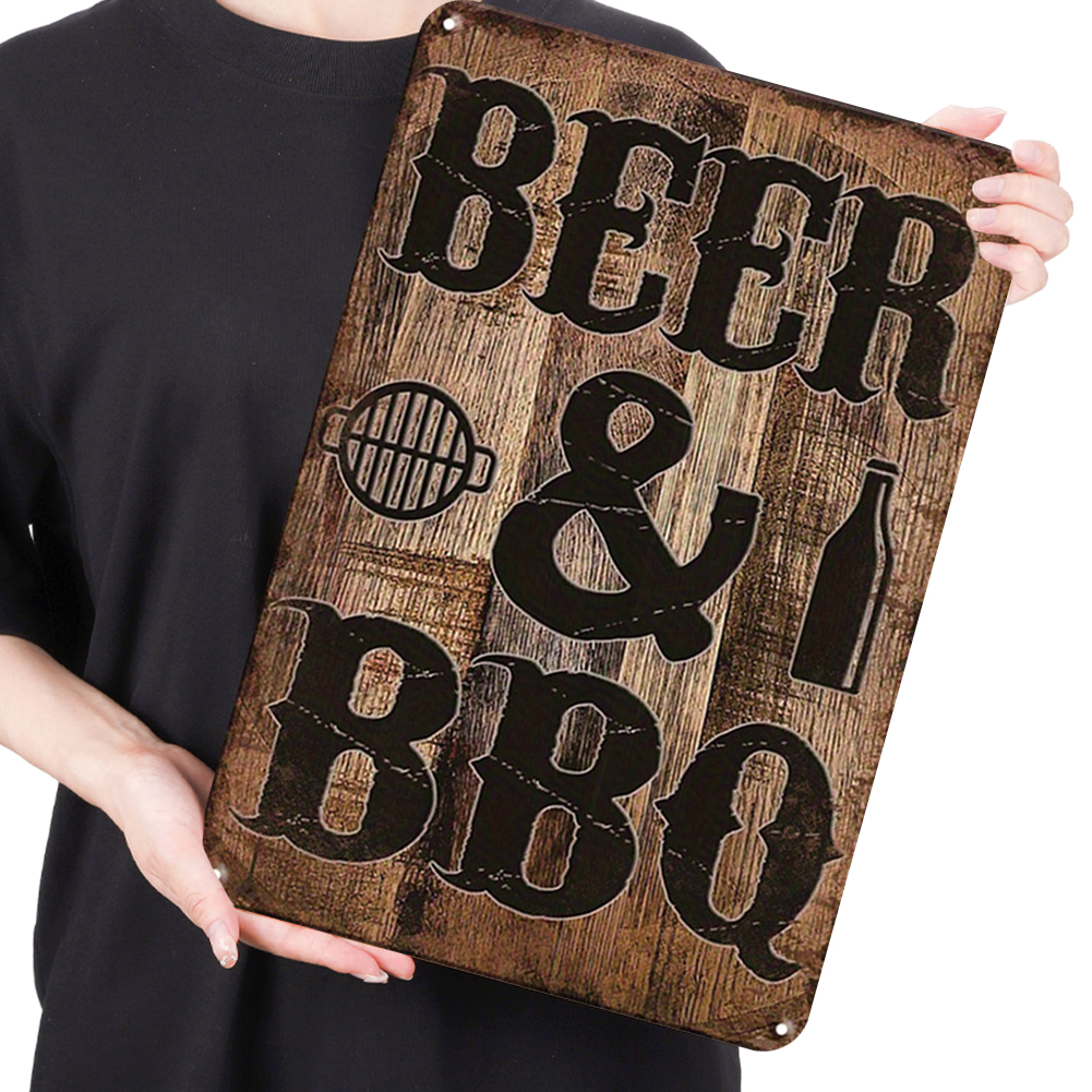 BEER & BBQ - Metal Tin Signs(8*12Inch/12*16Inch) - Bar