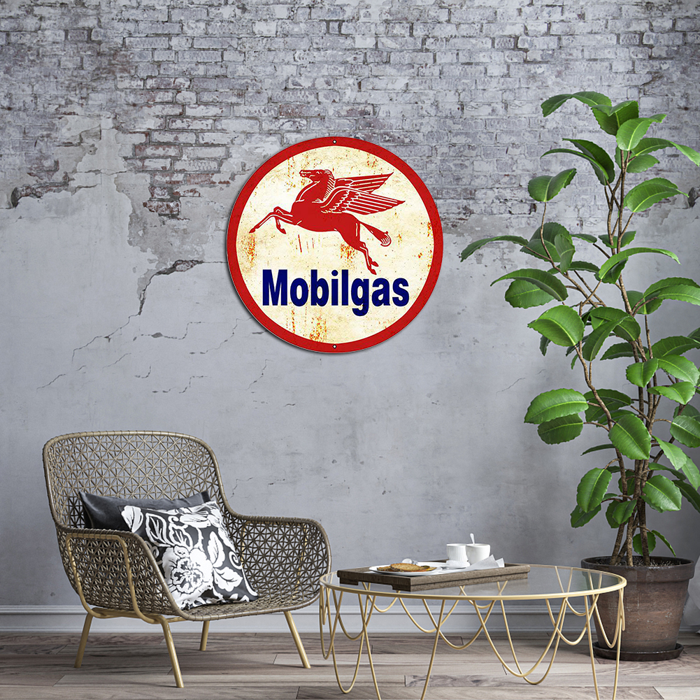 Mobilgas Gas Station - Round Metal Tin Signs(12*12Inch)