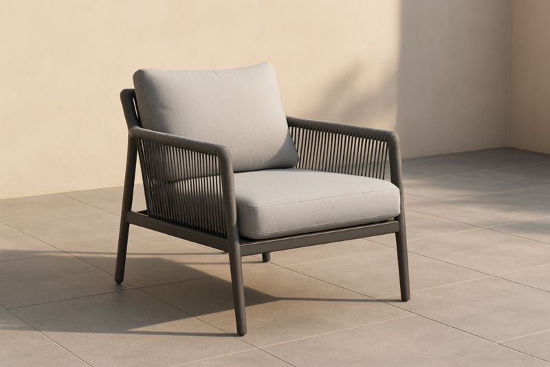 Fauteuil d'extérieur en aluminium et polyester gris