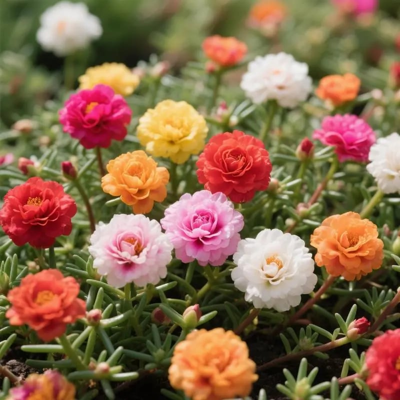 🌸 Double Flowered Moss Rose Seeds – 🌿Perennial Flower Seeds / Large Flowers / Easy to Grow