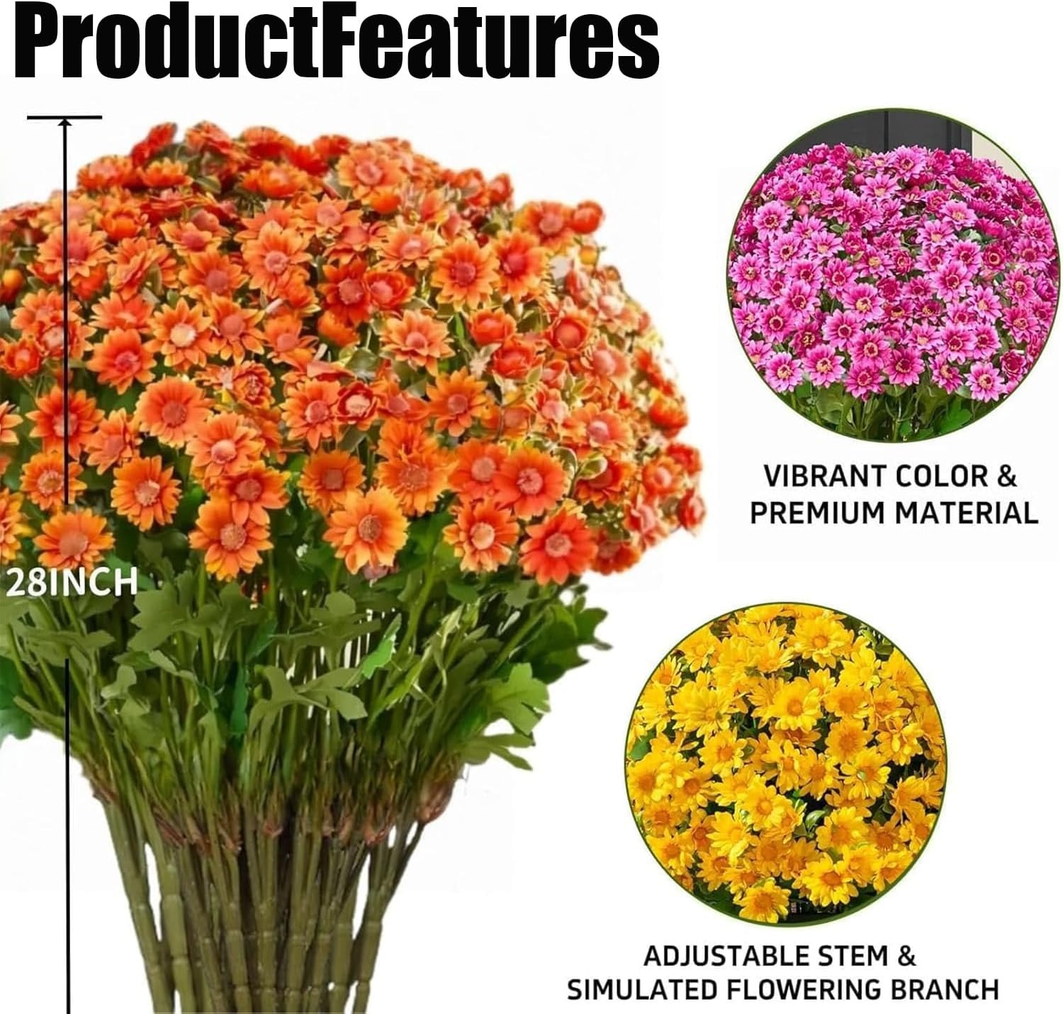 💥$9.98 On Sale Today Only🌼- Artificial Outdoor Sunset Mums Flowers - UV resistant, Waterproof, Windproof