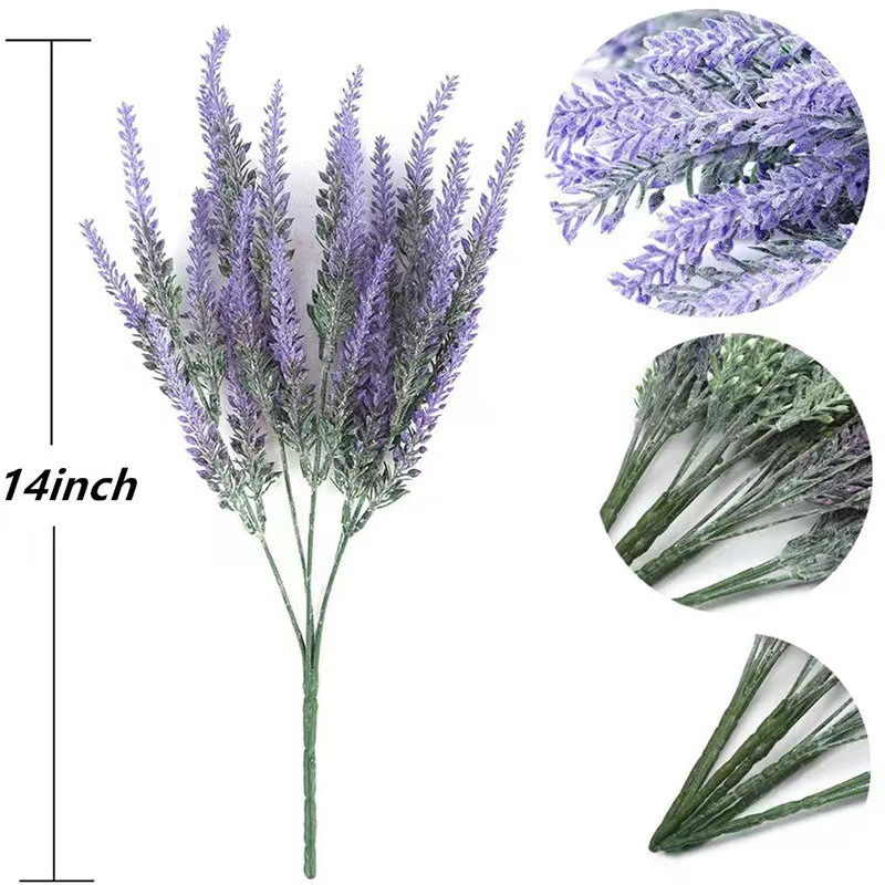In Stock Amazon Simulated Lavender Flocked Wheat Ears Plastic Flowers Plant Potted Lavender Hyacinth Fake Flowers