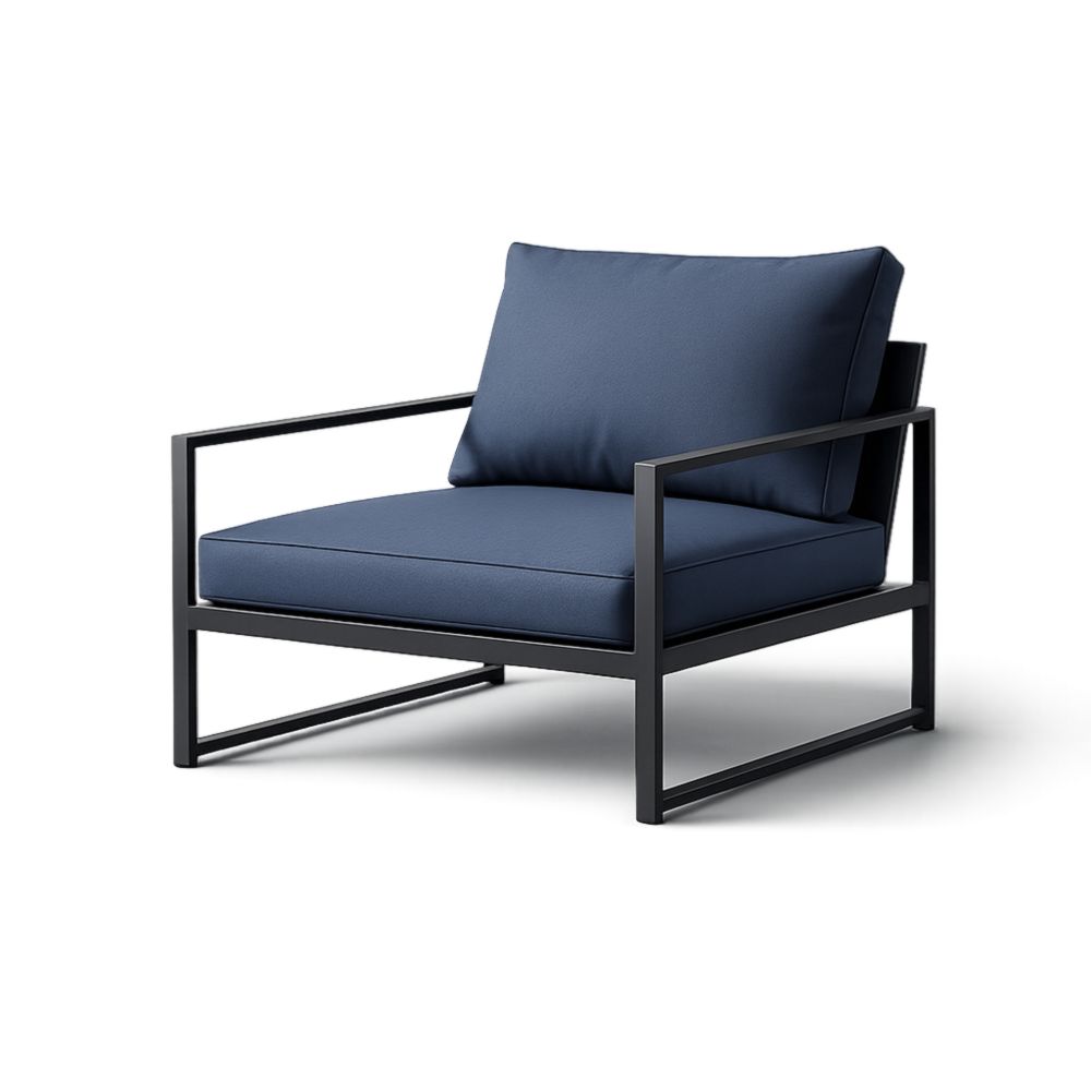 Poltrona in Metallo con Cuscino Blu