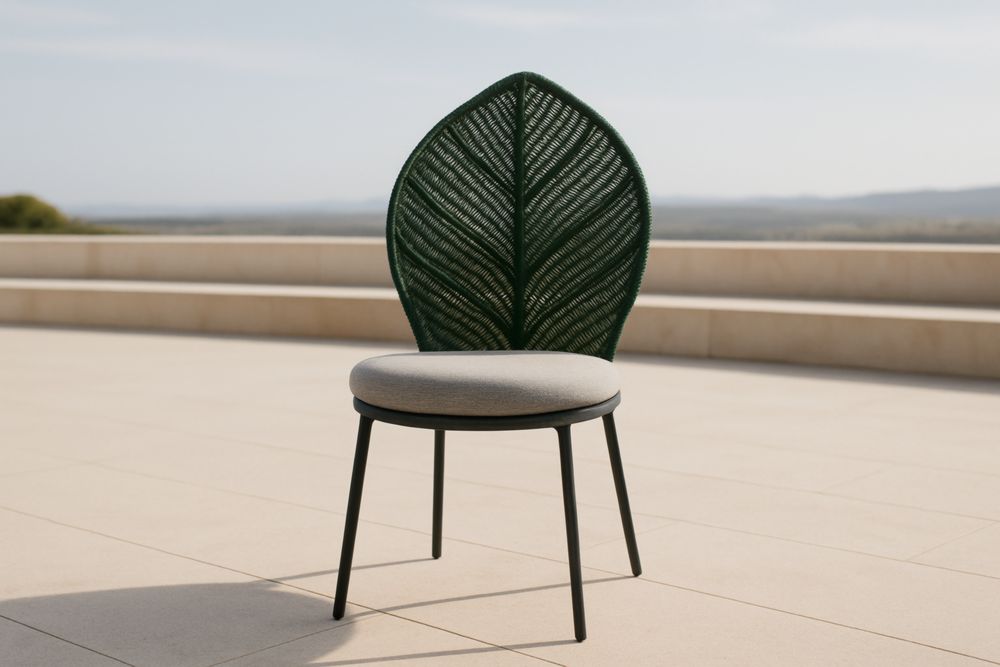 Sedia da esterno in rattan sintetico e acciaio, Verde/Grigio