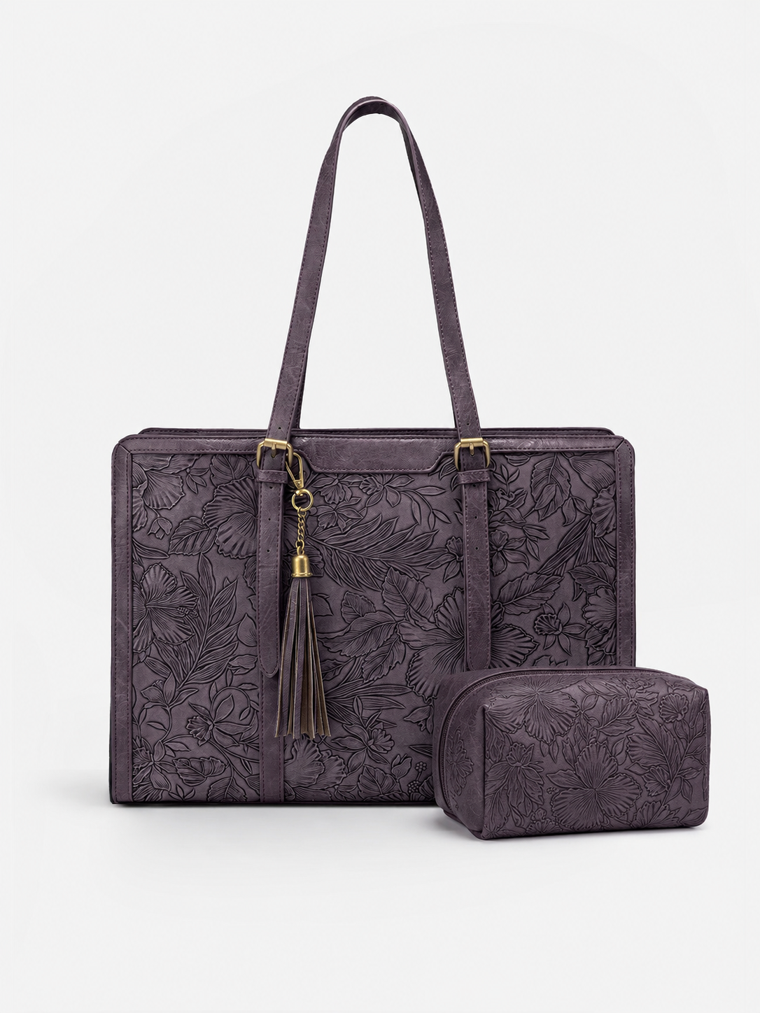 💼Vintage Embossed Leather Laptop Tote, 15.6" 17.3"Laptops🔥（Handcrafted with care）As an added bonus, this messenger bag comes with a clutch bag.