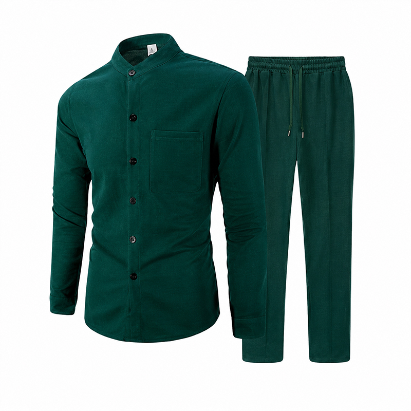 Cotton Waffle Knit Lounge Set – 2-Piece Stand Collar Top & Drawstring Pants | Breathable Loungewear for Home, Travel & Casual Days---Buy 2 Get Extra 10%Off& Free Shipping