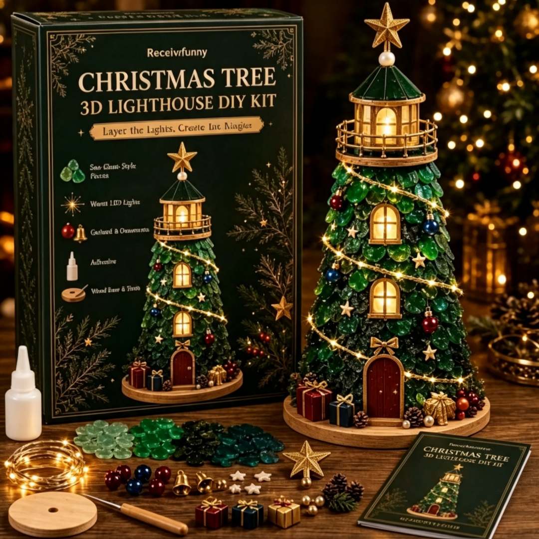 🎄 Lighted Christmas Character Sea Glass-Style Lighthouse Kit Collection