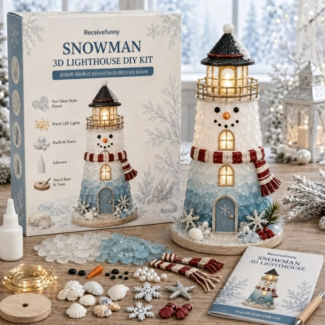 🎄 Lighted Christmas Character Sea Glass-Style Lighthouse Kit Collection