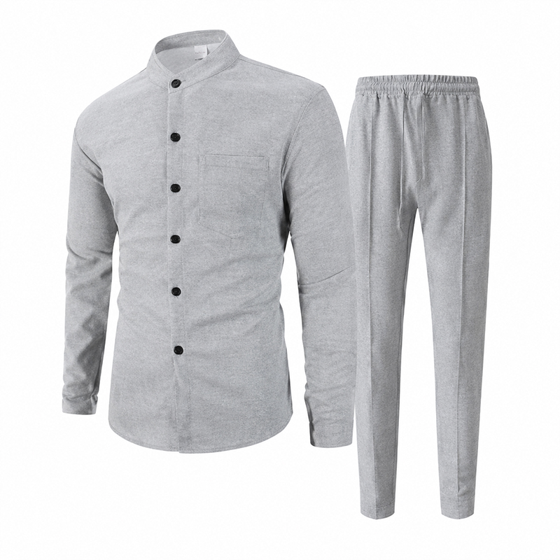 Cotton Waffle Knit Lounge Set – 2-Piece Stand Collar Top & Drawstring Pants | Breathable Loungewear for Home, Travel & Casual Days---Buy 2 Get Extra 10%Off& Free Shipping