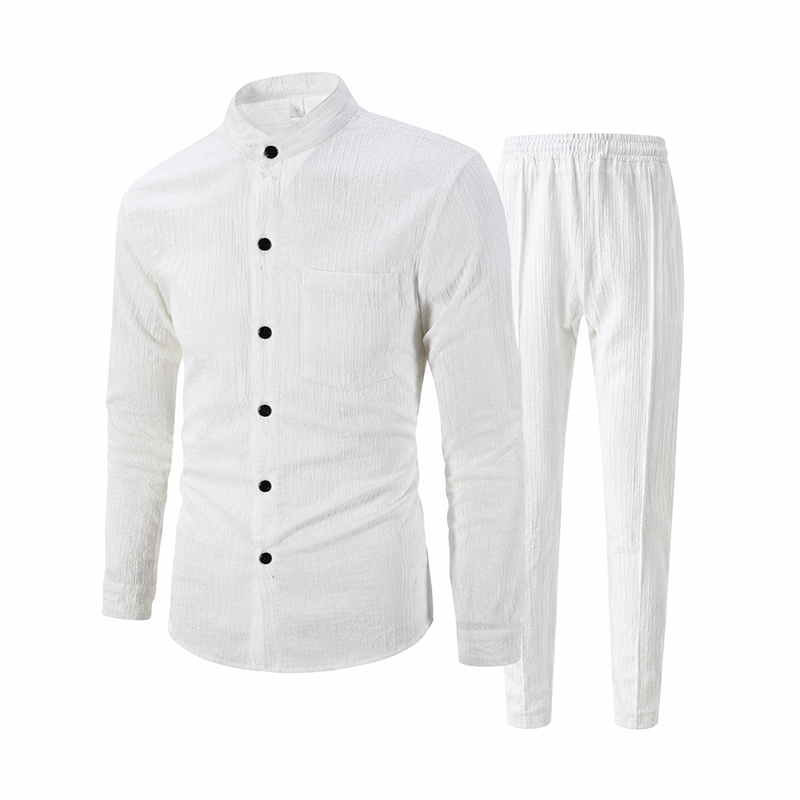 Cotton Waffle Knit Lounge Set – 2-Piece Stand Collar Top & Drawstring Pants | Breathable Loungewear for Home, Travel & Casual Days---Buy 2 Get Extra 10%Off& Free Shipping