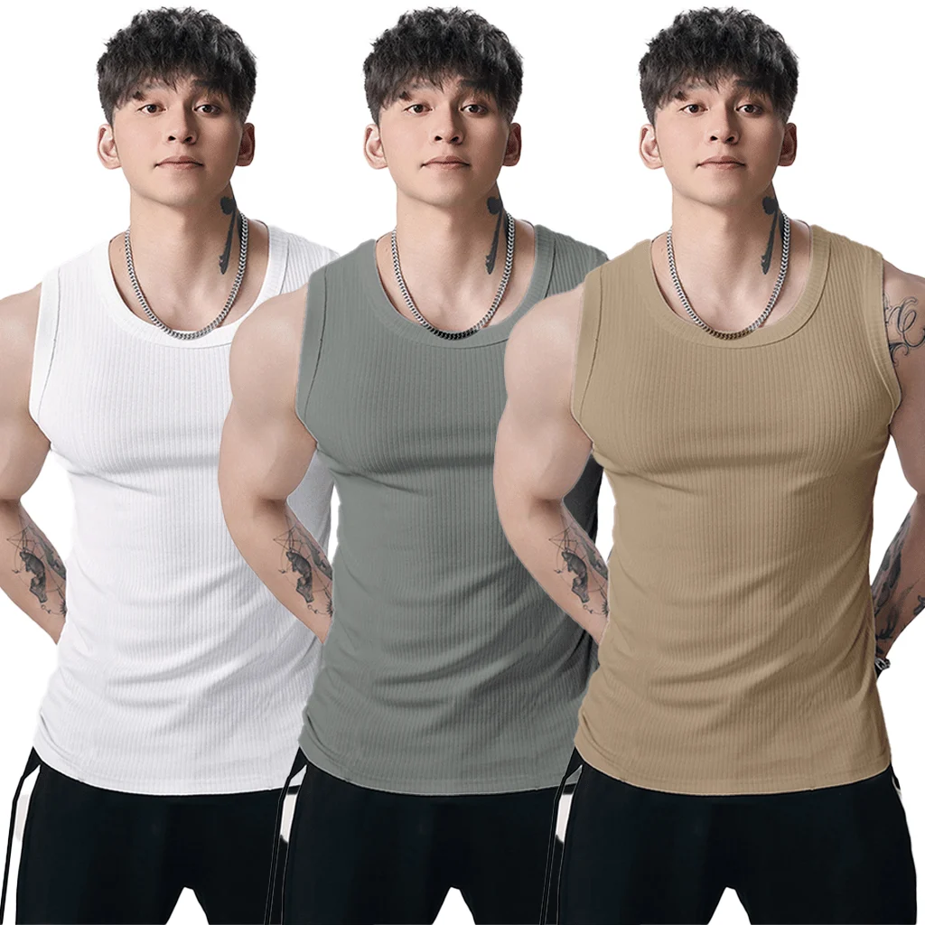 🔥Men's  Wide Strap Ribbed Tank Top