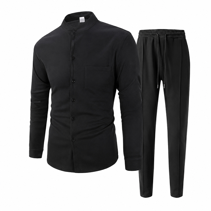 Cotton Waffle Knit Lounge Set – 2-Piece Stand Collar Top & Drawstring Pants | Breathable Loungewear for Home, Travel & Casual Days---Buy 2 Get Extra 10%Off& Free Shipping