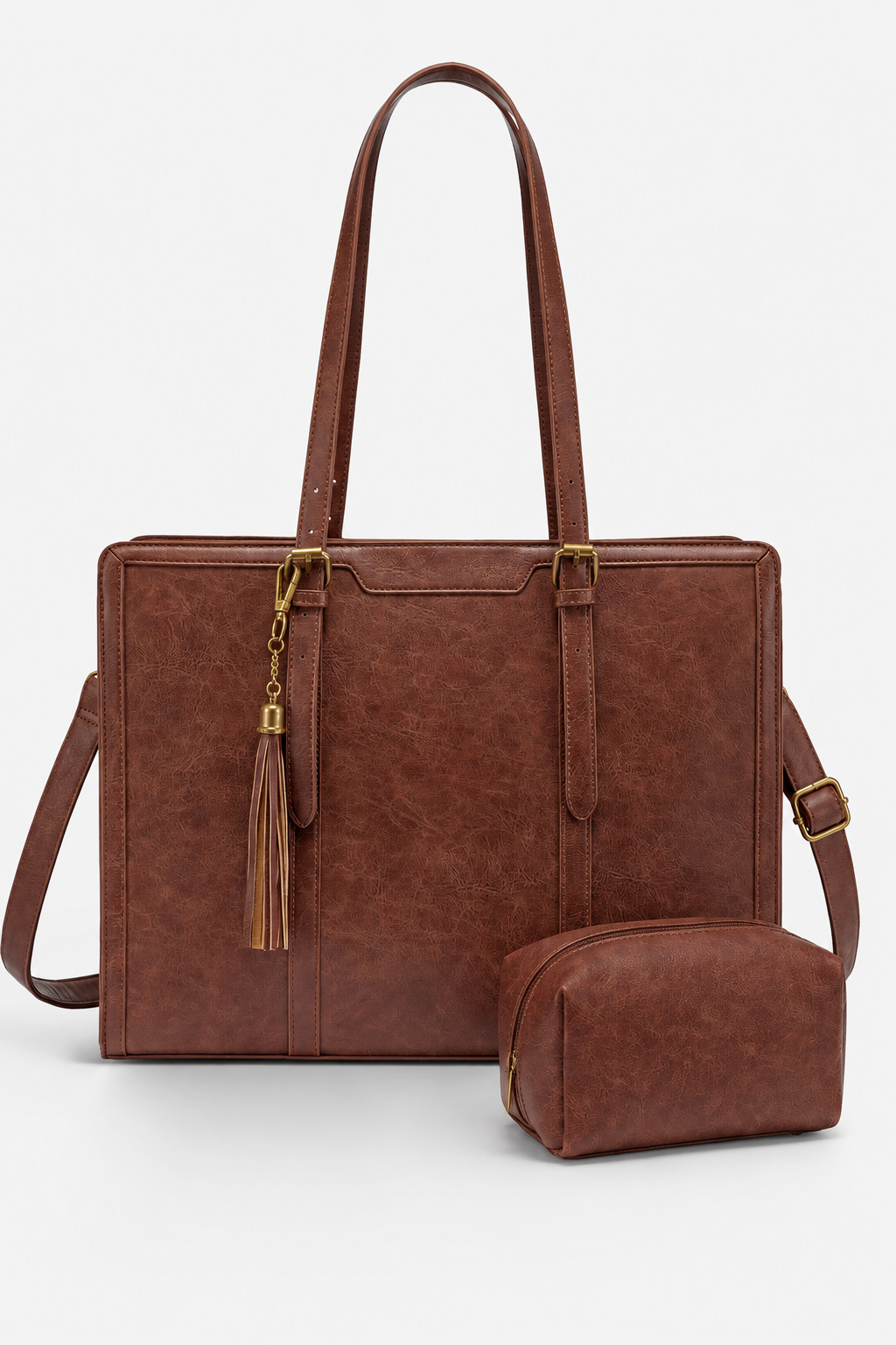 💼Vintage Embossed Leather Laptop Tote, 15.6" 17.3"Laptops🔥（Handcrafted with care）As an added bonus, this messenger bag comes with a clutch bag.