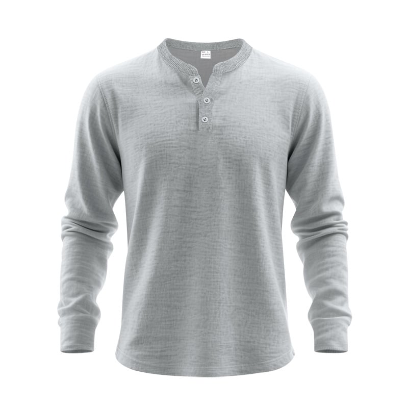 Men‘s Cotton Waffle-Knit Henley Shirt