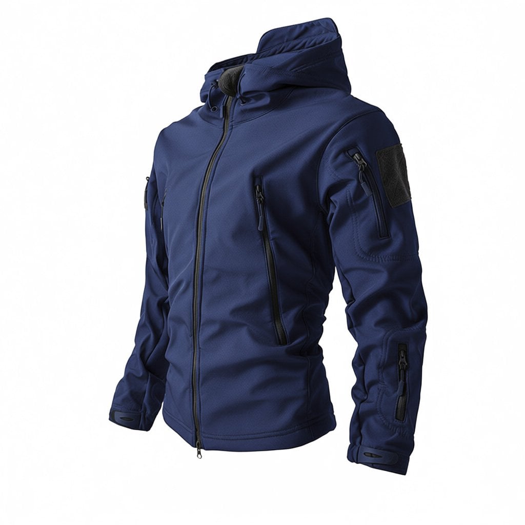 Men's Outdoor Fleece-Lined Softshell Jacket - Windproof, Waterproof & Breathable All-in-One Hiking Coat
