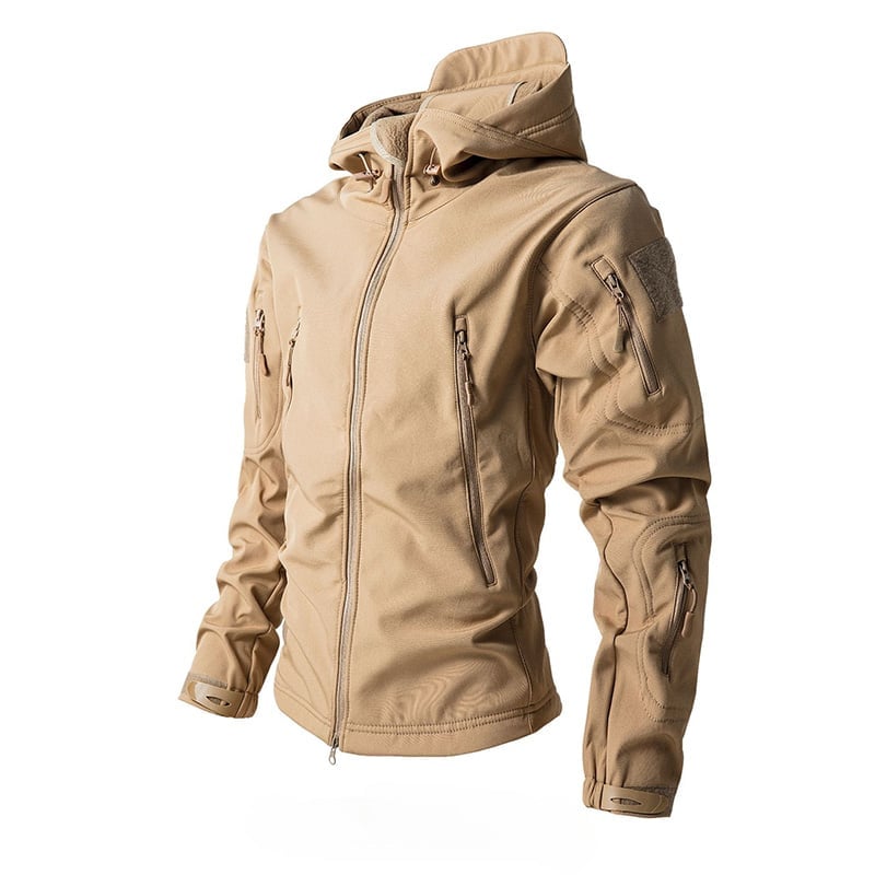 Men's Outdoor Fleece-Lined Softshell Jacket - Windproof, Waterproof & Breathable All-in-One Hiking Coat