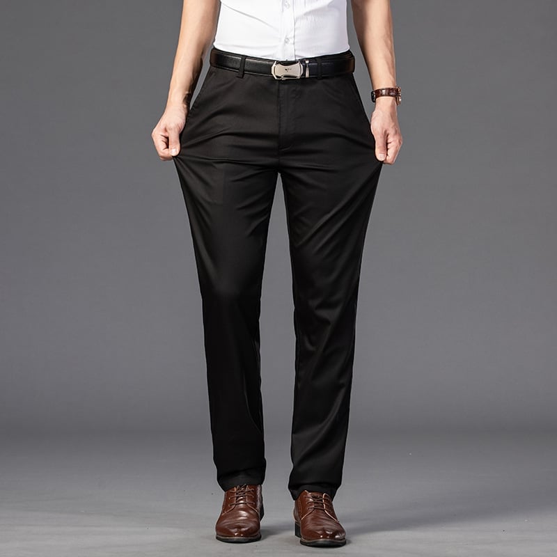 Men's Daily Straight-Fit Trousers: Soft Cotton-Blend Comfort Pants for Business & Leisure