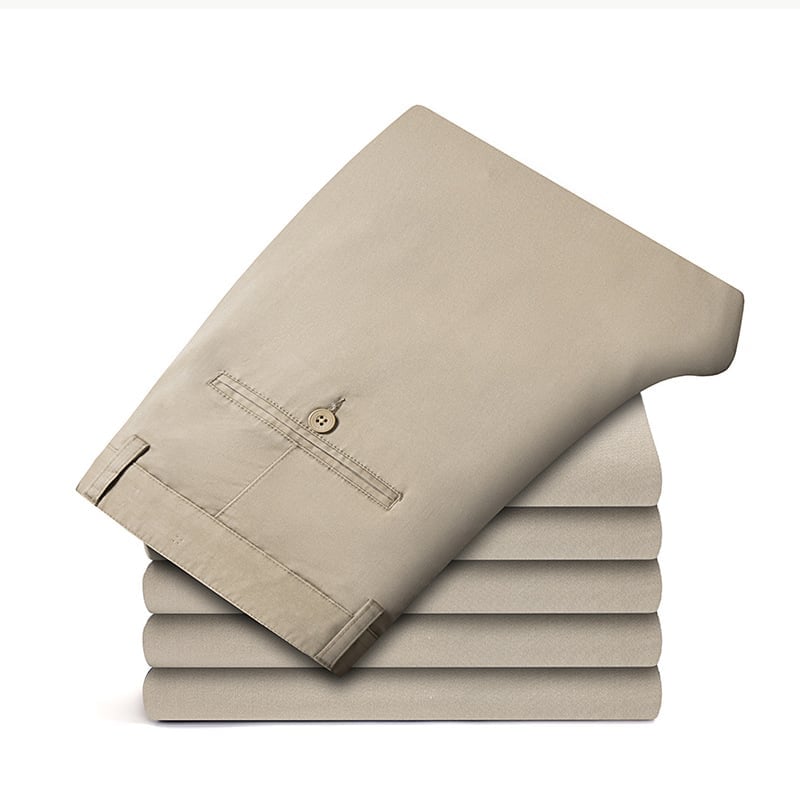 Men's Daily Straight-Fit Trousers: Soft Cotton-Blend Comfort Pants for Business & Leisure
