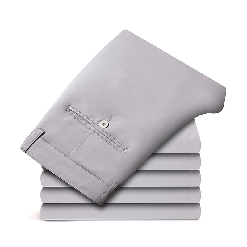 Men's Daily Straight-Fit Trousers: Soft Cotton-Blend Comfort Pants for Business & Leisure