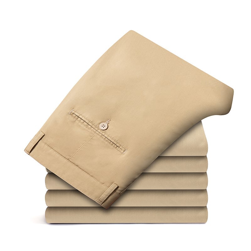 Men's Daily Straight-Fit Trousers: Soft Cotton-Blend Comfort Pants for Business & Leisure