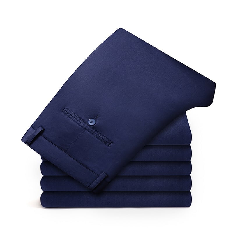 Men's Daily Straight-Fit Trousers: Soft Cotton-Blend Comfort Pants for Business & Leisure