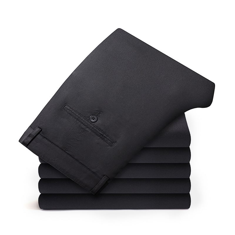 Men's Daily Straight-Fit Trousers: Soft Cotton-Blend Comfort Pants for Business & Leisure