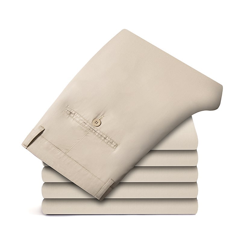 Men's Daily Straight-Fit Trousers: Soft Cotton-Blend Comfort Pants for Business & Leisure