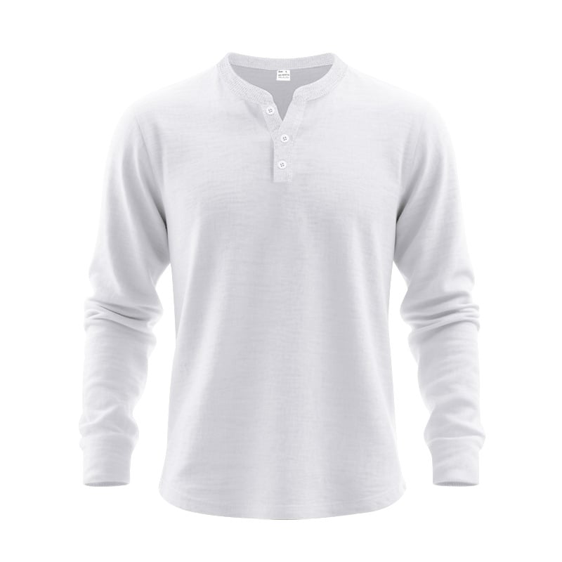 Men‘s Cotton Waffle-Knit Henley Shirt